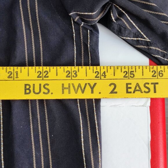 Geoffrey Beene button down shirt men's size L black with yellow stripes - Picture 8 of 9